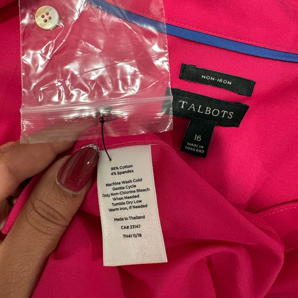 Talbots Sleeveless Button-Front Blouse in Fuchsia - Picture 7 of 8